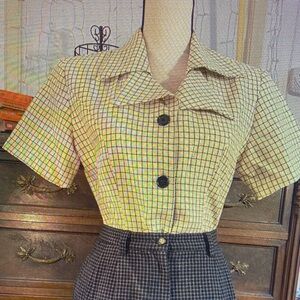Plaid Short Sleeve Women's Top
